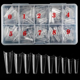 Coffin Acrylic Nails-Clear Fake Nail Coffin Shape Long Half Cover Nails Coffin Shaped Ballerina Nails Tips,DIY Nail Salon Art 10 Size 500PCS with Box (Clear)…