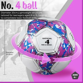 Aipwerer Football Size 4 for Children, Teenagers and Adults with Air Pump, Mesh Bag, Leather Football for Indoor and Outdoor Training, Ideal as a Football Lover Gift