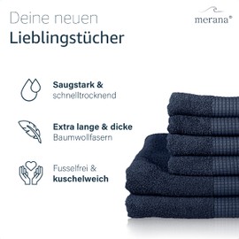 Merana Hand Towel Set, Absorbent, Soft and Lint-, Terry Towelling Guest Towel, Quality Made of Heavy Organic Cotton, 590 GSM (Pacific Blue, 4 x Guest Towels (30 x 50 cm)