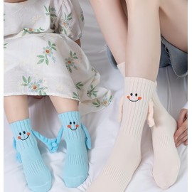 OurSuperDeals Magnetic Hand Holding Socks Crazy Funny Silly Fun Novelty Socks Gifts for Kids Toddler Girls Boys Friends 1-9 Years (US, Age, 1 Year, 3 Years, Nude-colored)