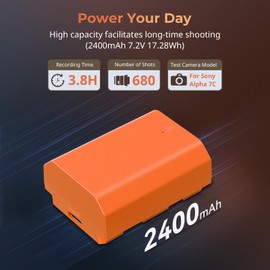 SmallRig NP-FZ100 Battery 2400mAh USB-C Battery for Sony A7R V, A7 IV, A7S III, 2.5H Full Charge, for Sony A7R IV, A7R III, A7 III, A7C, A7C II, A7CR, A6700, FX3, FX30, ZV-E1, ZV-E10 II, Orange - 4969