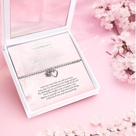 Letterbox Love Daughter Bracelet – Meaningful Gift for Daughter | Birthday or Christmas Jewellery with Heart & Flower Charms