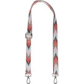 styleBREAKER Narrow Bag Shoulder Strap Adjustable with Colourful Zigzag Pattern, Changing Bag Strap, Unisex 02013023, Grey-turquoise-rose