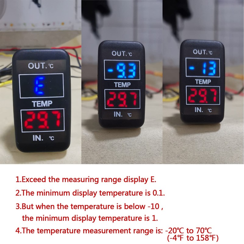 Car Internal and External Temperature Display, Fahrenheit Temperature, Dual Temperature