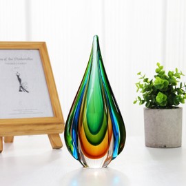 YAOYUAN Handmade Murano Glass Sculpture for Home Decor,9.44in Height (Sculpture Large)