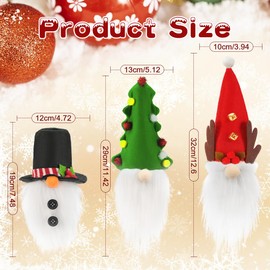 3 Pack Christmas Gnome Wine Bottle Covers,Swedish Gnomes Wine Bottle Toppers Decorative Santa Christmas Tree Snowman,Wine Bottle Bags for Christmas Holiday Party Decorations