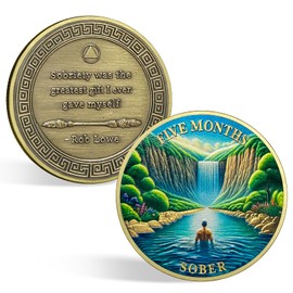 CHURYUML 5 Month Sobriety Coin Five Month Sobriety Chip Non-Religious AA Coins Sobriety Gifts for Women Men Original AA Recovery Medallions Alcoholics Anonymous Addiction Recovery Gift