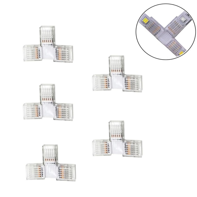 YUTOKEER T-shaped Connector for 6-Pin 12mm LED Strip, Solderless Connection,