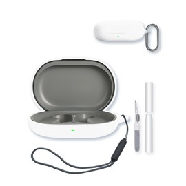 Case for SOUNDPEATS Chasers True Wireless Earbuds,Soft Protective,BOVUGAC Silicone Case Cover with Keychain & Cleaning Kit & Lanyard for SOUNDPEATS Chasers-White