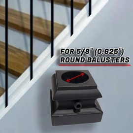 Decorex Hardware Aluminum Flat Base Shoe - DIY-Friendly Metal Balusters Shoe Base Staircase - Powder Coated Satin Black Stair Spindles Bases - Set of 10, for 5/8" Round Balusters - DH-36