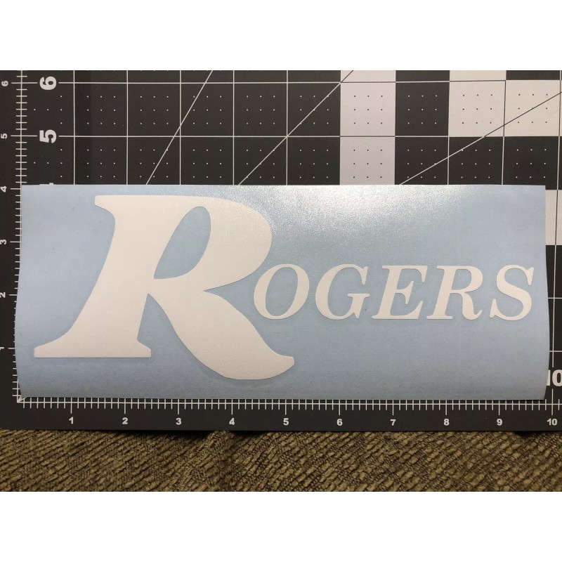 Rogers Drum Head Logo Decal White High Quality Permanent Vinyl