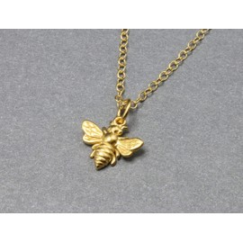 Small Gold Bee Necklace, Honeybee and Bumble Bee Jewelry, Minimal Save the Bee Necklace, Detailed Gold Vermeil Bee Charm on 14k Gold Filled Chain