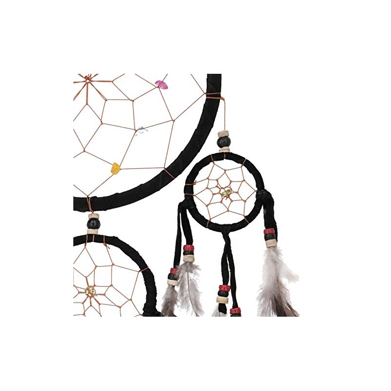 GURU SHOP Dream Catcher with Semi-Precious Stones - Black, Diameter: