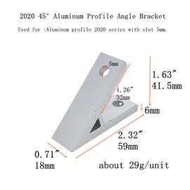 Tsnamay 2020 45°Aluminum Profile Angle Bracket 45 Degree Corner Brackets 2020 Series Aluminum Profile,4Pcs