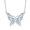 CHENGHONG Butterfly Necklace 925 Sterling Silver Opal Butterfly Pendant Jewellery