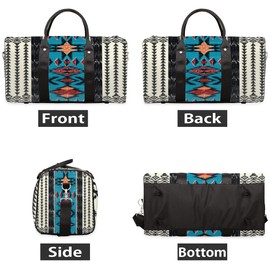 Aztec Boho Travel Duffel Bag, Sports Tote Gym Bag Weekender Bag Workout Bag Carry on Luggage Handle Bag Overnight Shoulder Bag for Women Men