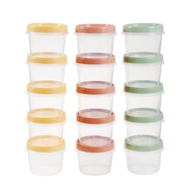 16 Oz Plastic Containers with Lids, 15 Pack Overnight Oats Containers with Lids, Stackable Reusable Twist Screw Top 2-Cup Freezer Storage Container for Food Soup Jello Sauce, Yellow/Green/Red Ocher