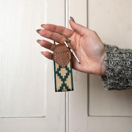 GauchoLife Leather and Woven Key Fob or Key Chain (Green Inv)