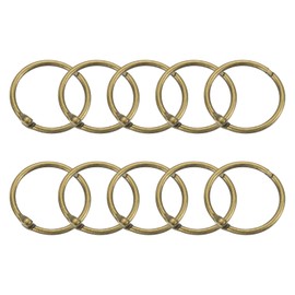 sourcing map Shower Curtain Rings,12pcs - Carbon Steel Round Snap Shower Curtain Hooks, 1.22 Inch Loose Leaf Binder Rings for Shower Curtain Rods (Bronze)