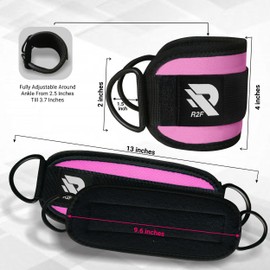 R2F Foot Straps Cable Pull - Kickbacks Foot Straps - Foot Cuffs Cable Pull - Pack of 2 Cable Pull Foot Straps for Fitness Training - Ankle Strap Foot Straps for Women and Men