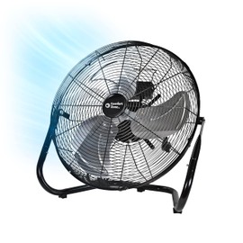 Comfort Zone Cradle Floor Fan, Electric, High-Velocity,180 Degree Adjustable Tilt, 18 inch, 3 Speed, Carry Handle, Rubber Feet, Metal, Airflow 19.36 ft/sec, Ideal for Garage or Workshop, CZHV18BK