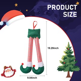 Fogfar 1 PC Car Trunk Christmas Decoration Accessories, Christmas Plush Decorative Leg Pendant, 19.29" x 9.84" Clip-on Trunk Hanging Decoration, Universal for Most Cars (Multicolored)