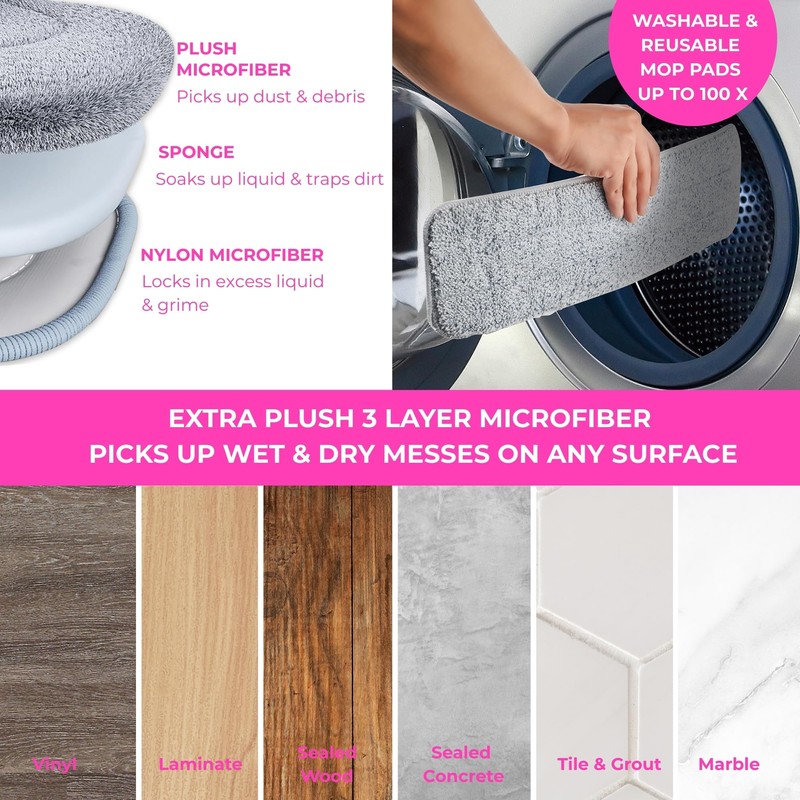 True & Tidy® SPRAY-250 Multi-Surface Spray Mop with Refillable Water