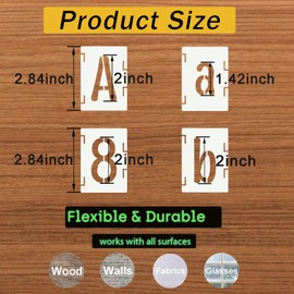 DZXCYZ 2 Inch Alphabet Letter Stencils, 66 Pcs Reusable Plastic Letter Number Symbol Interlocking Drawing Template Kit for Painting on Wood, Wall, Glass, Fabric, Signage, Door Porch