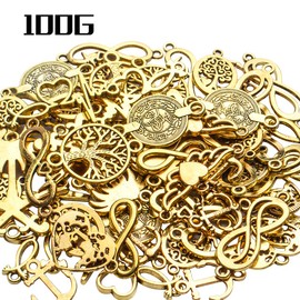 100g(40~70pcs) Mixed Styles Connector Charms Infinity Symbol Heart Round Anchor Pendants Link Charms Connectors Craft Supplies for DIY Necklace Bracelet Jewelry Making