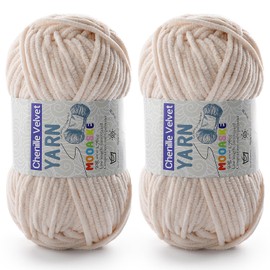 2 Pac Chenille Yarn for Crocheting - Blanket Yarn for Crocheting - Fluffy Yarn for Crochet, Baby Yarn for Crocheting Soft Blankets Weight Per Roll 50g/1.76oz, Length 60m/65yard (Khaki)