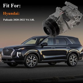 A/C Compressor Clutch Assembly Kit Plate Pulley Bearing Coil Replacement for Hyundai Palisade 2020 2011 2022 V6 3.8L, AC Air Conditioning Compressor Clutch Coil Auto Repair Kit for Palisade 2020-2022
