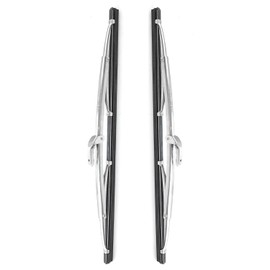 Escobillas de limpiaparabrisas clásicas de 15 pulgadas y 15 pulgadas (paquete de 2), bayoneta de 7 mm de ancho para coches clásicos/barco, limpiaparabrisas de acero inoxidable pulido, estilo clásico