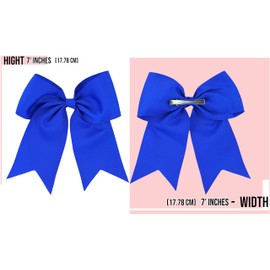 ToBeInStyle Girls' 12 Piece Hair Clips 7" Large Long Tail Bows - Blue Ensemble
