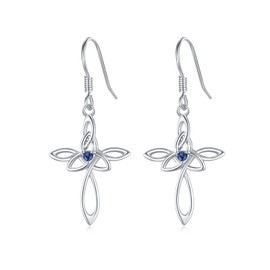 Celtic Earrings 925 Sterling Silver Cross Earrings Women's Celtic Knot Drop Stud Earrings Men's Celtic Jewellery Mother's Day Gifts Valentine's Day for Girls Children Girlfriend, Sterling Silver,
