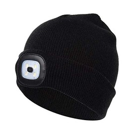 Fashion Review Gimbles® New Winter Kids Torch LED Light Up Camping Safety Visibility Knitted Beanie Hat (Black, 10-13 Years)