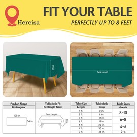Hereisa Plastic Teal Tablecloths 2 Pack Disposable Table Covers 54 x 108 Inch PEVA Opaque Table Cloths for BBQ Picnic Birthday Wedding Banquet Parties 8 ft Rectangle Table Use