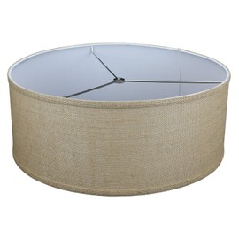FenchelShades.com 18" Top Diameter x 18" Bottom Diameter 7" Height Cylinder Drum Lampshade USA Made (Burlap Natural)