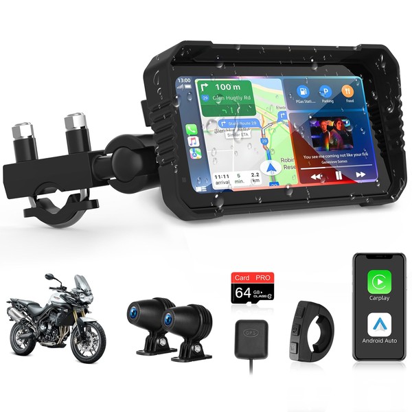 Jelkuz 4K Motorcycle CarPlay & Android Auto 6.25 inch Wireless