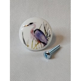Blue Heron Birds Ceramic Dresser Drawer Pulls Cabinet Knobs