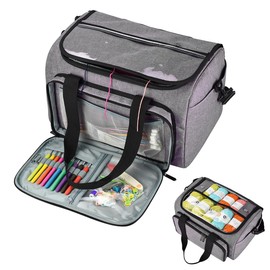 Weabetfu Large Crochet Bag Knitting Bags and Totes Organizer Huge Yarn Bag Storage for Crocheting Knitter,Crochet Hooks,Knitting Needles Kit,Supplies,Yarn - Ideal Crochet & Knitting Gift(Grey)