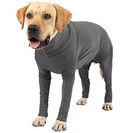 Due Felice Dog Onesie Shedding Suit Full Coverage Pet Surgical Recovery Bodysuit After Surgery Wear E Collar Cone Alternative Anxiety Calming Shirt for Female Male Dog Gray/L