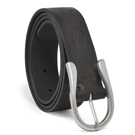 Timberland womens Casual Leather Belt for Jeans, Black (Etched), Large (35-41)