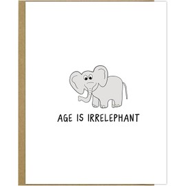 rockdoodles Age Is Irrelephant, Funny Birthday Cards, Funny Happy Bday Cards For Him or Her- Fun Joke Humor Cards For Birthdays (Age is Irrelephant)