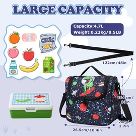 Chase Chic Lunch Bag for Boys, Insulated Kids Lunch Bag with Bottle Holder, Lightweight Lunch Box Leak-Proof Cooler Bag, Kids Lunch Tote Organizer for Daycare School, Dinosaur