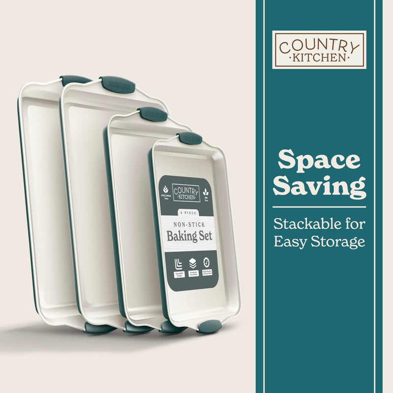 Country Kitchen Nonstick Stackable Bakeware Set - Heavy Duty, Durable,