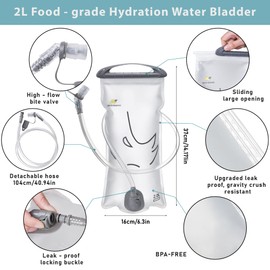 N NEVO RHINO Hydration Bladder 2L,Water Reservoir for Hiking Backpack Leak Proof Water Storage Bladder,BPA-Free Water Pouch Hydration Pack for Camping Cycling Running