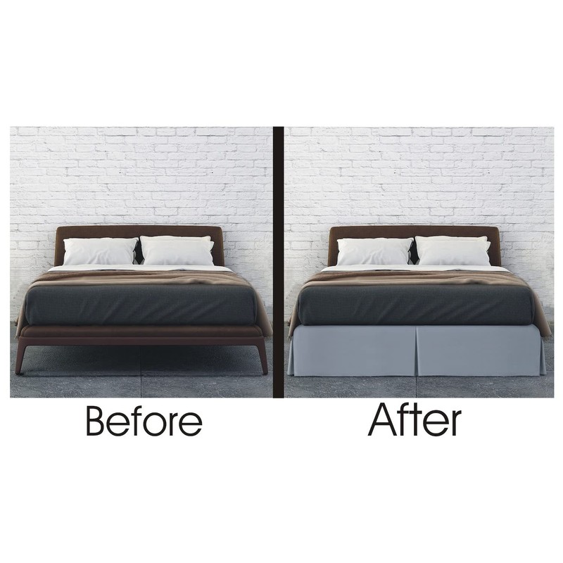 Linen Home Box Pleated Base Valance Sheet Grey Single Bed