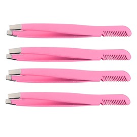 PACKOVE 4pcs Eyebrow Tweezers Comb Professional Diagonal Eyebrow Clamps for Shaping Hair Removal False Lash Application Portable Beauty Tool