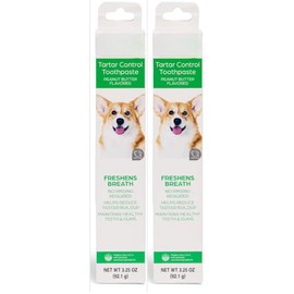 Peanut Butter Flavor Tartar Control Dog Toothpaste, Enzymatic, Fresh Breath, Plaque & Tartar Remover, Safe for Dogs & Puppies, Made in USA (2 Pack, Peanut Butter)