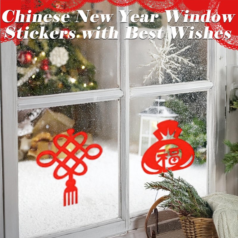 15 Styles 30Pcs Chinese New Year Window Stickers, Lunar New